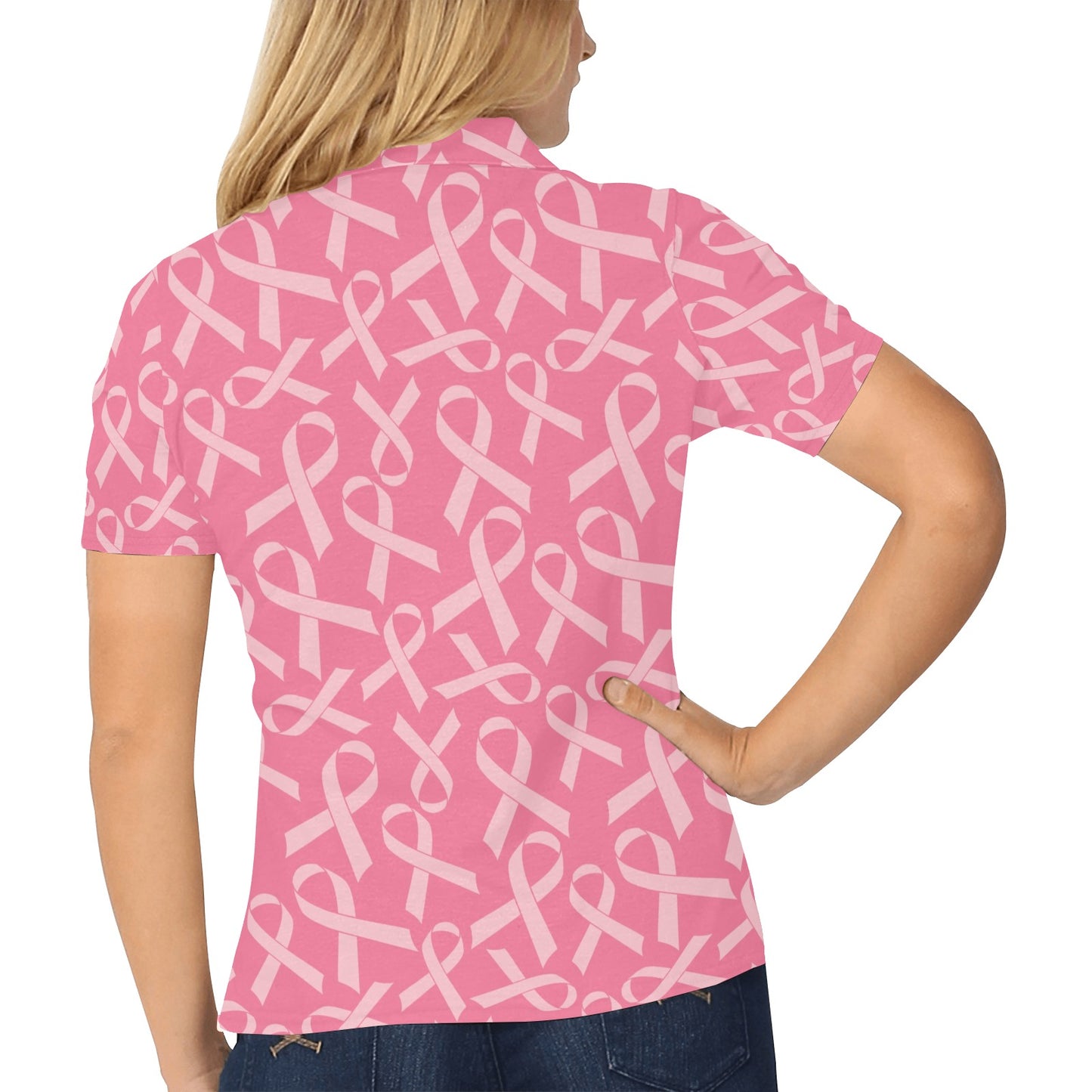 Breast Cancer Awareness Themed Women's Polo Shirt