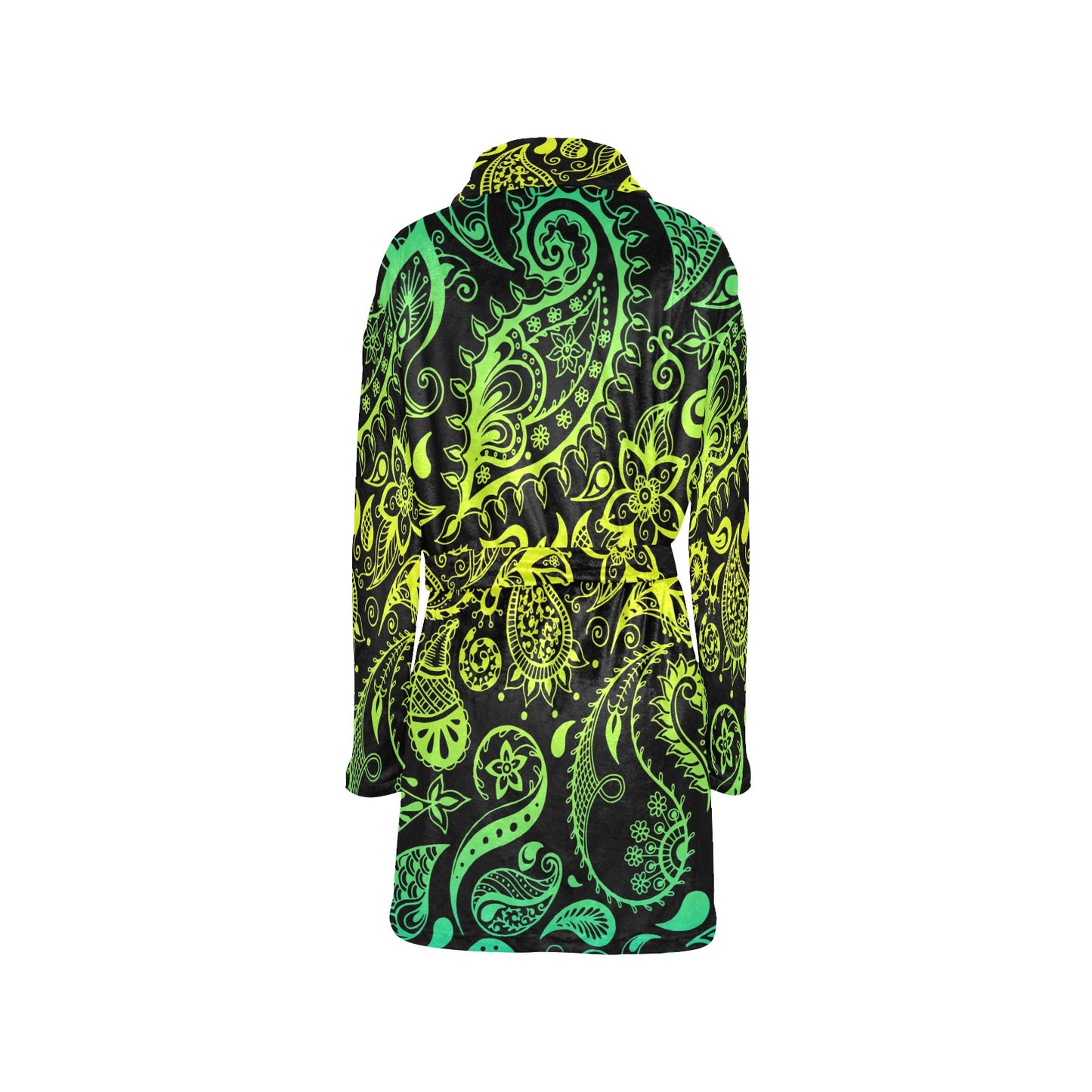 Paisley Green Design Print Women's Fleece Robe