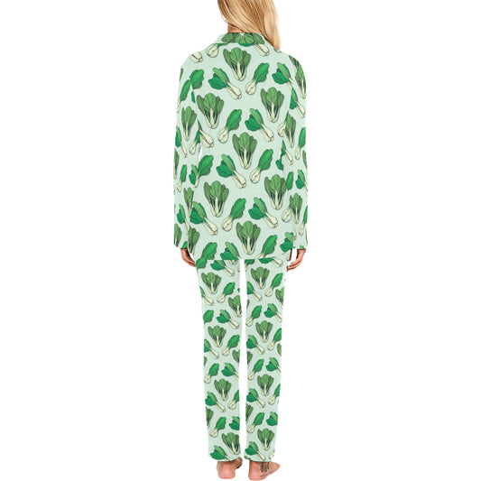 Bok Choy Pattern Print Design 01 Women's Long Pajama Set