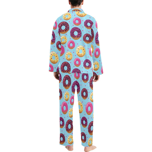 Donut Pattern Print Design DN07 Men's Long Pajama Set