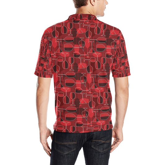 Wine Glass Print Design LKS301 Men Polo Shirt