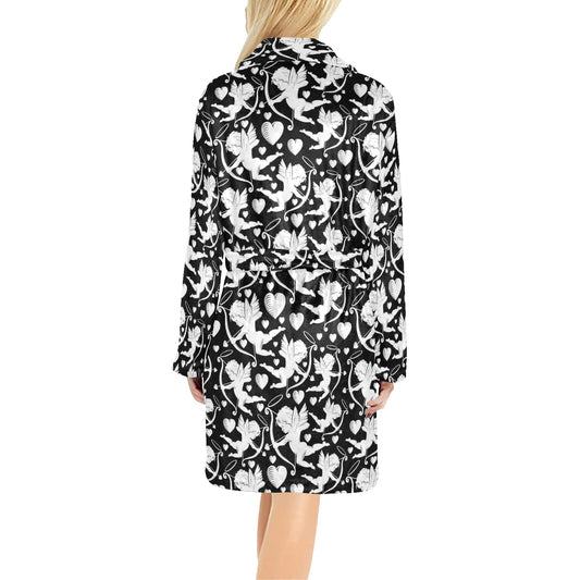 Cupid Pattern Print Design 04 Women's Fleece Robe