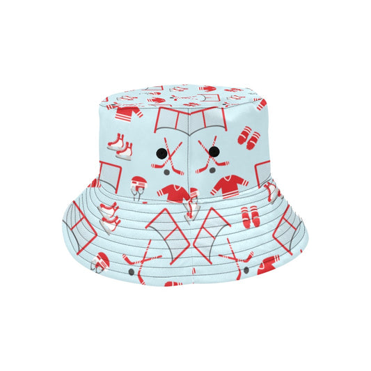 Hockey Red Equipment Print Design LKS305 Unisex Bucket Hat