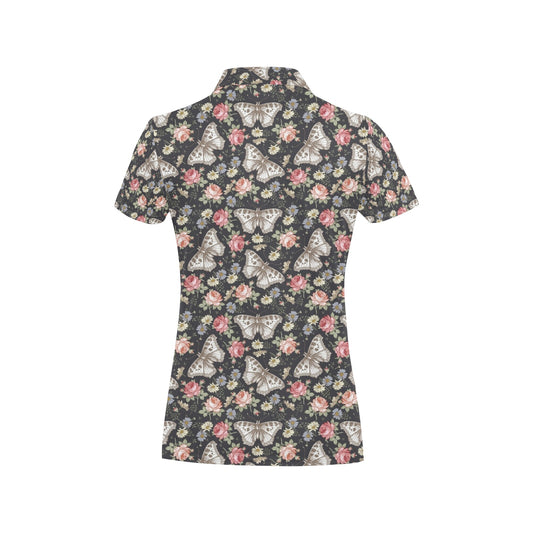 Butterfly Flower Pattern Print Design 07 Women's Polo Shirt