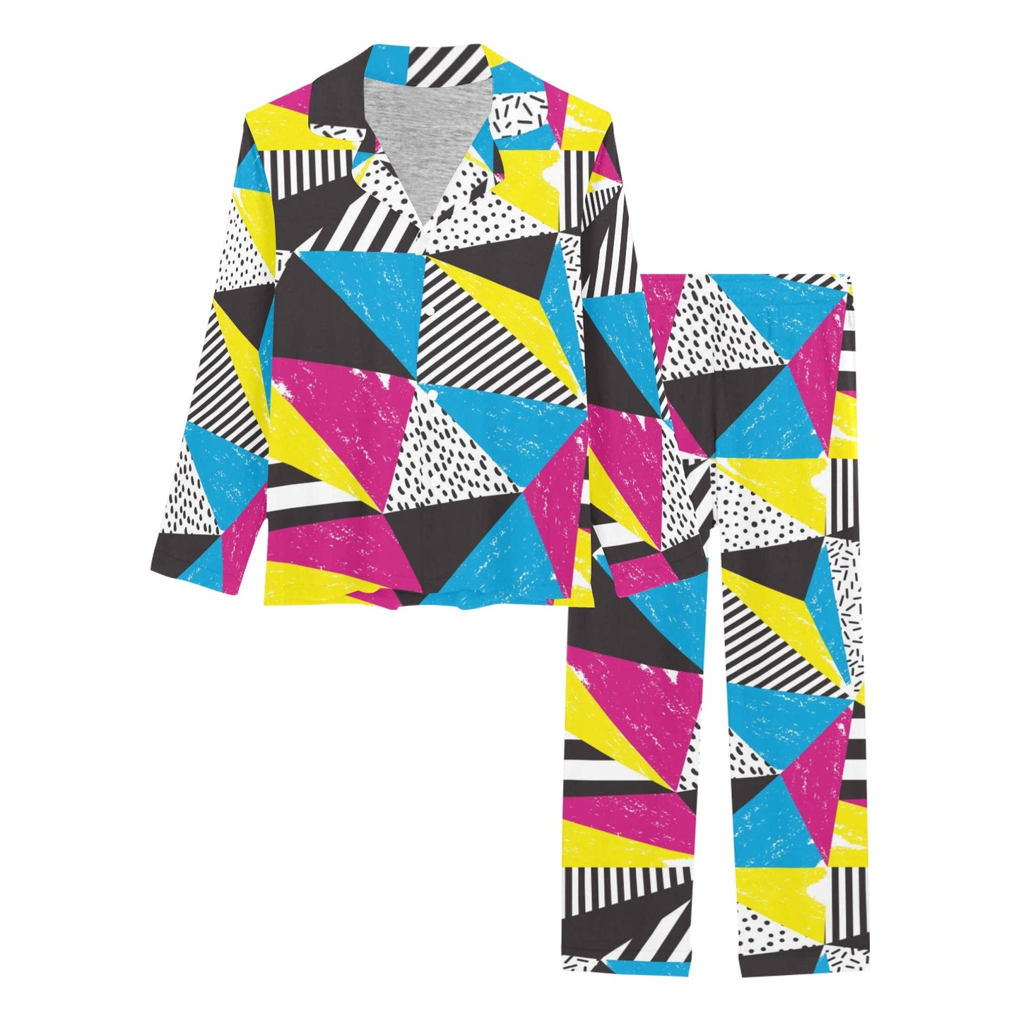 80s Pattern Print Design 2 Women's Long Pajama Set