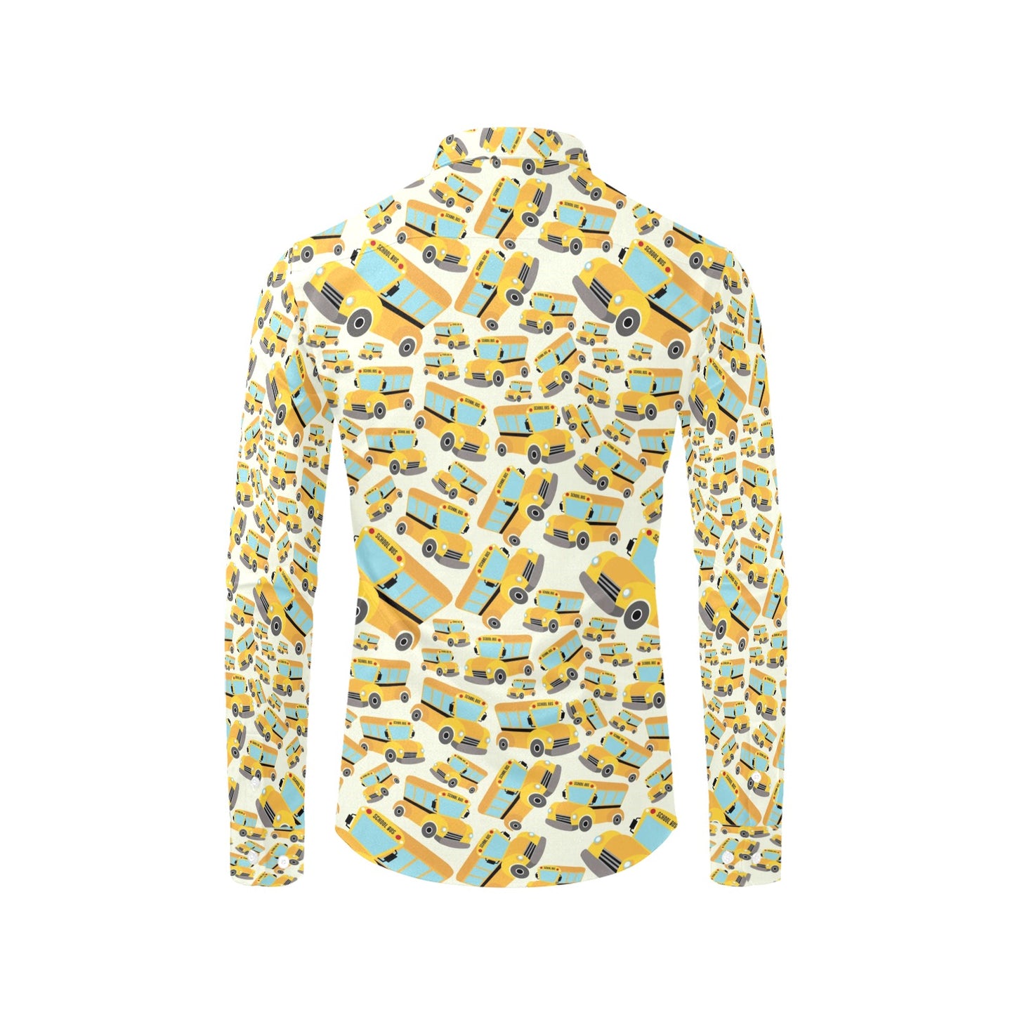 School Bus Print Design LKS301 Men's Long Sleeve Dress Shirt