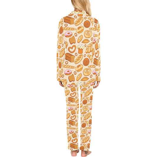 Bread Pattern Print Design 01 Women's Long Pajama Set