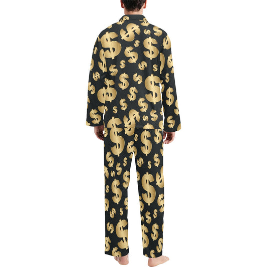 Dollar Pattern Print Design DO04 Men's Long Pajama Set