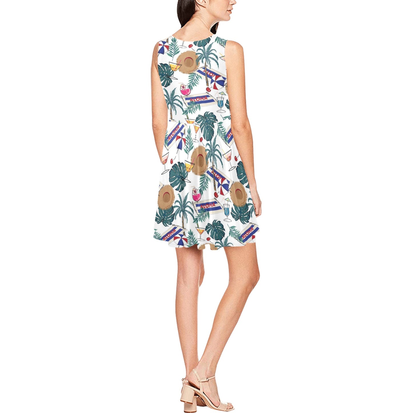 Aloha Hawaii Beach Pattern Print Design 04 Sleeveless Dress