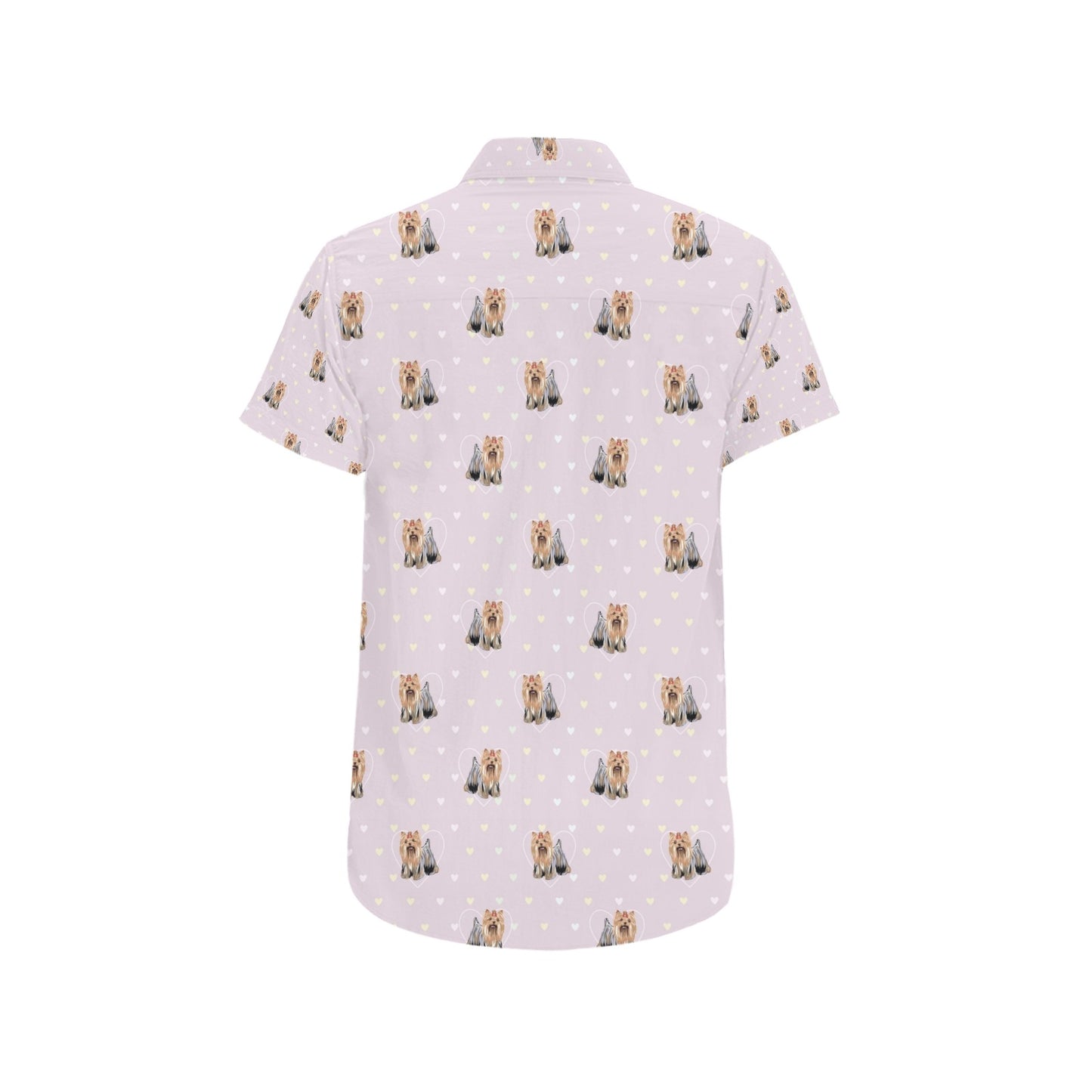 Yorkshire Terriers Print Design LKS302 Men Short Sleeve Button Up Shirt