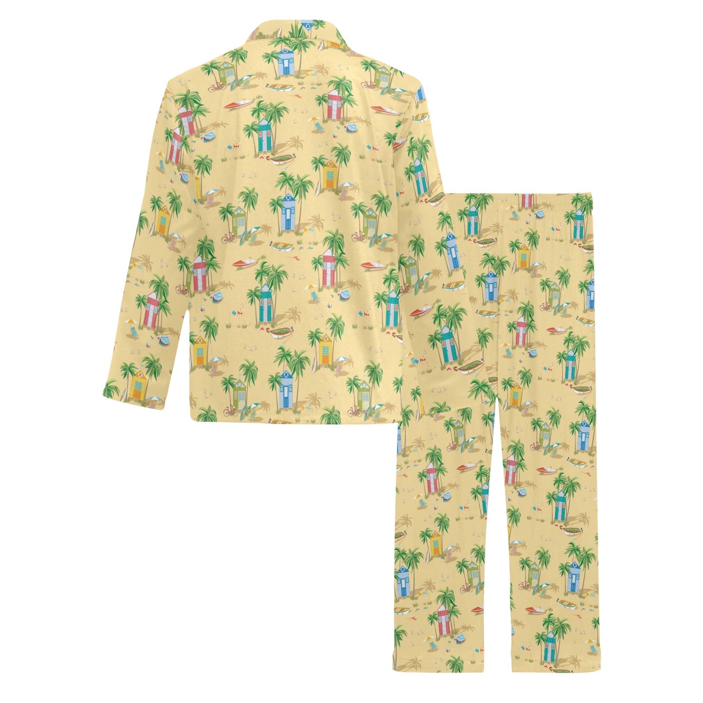 Beach Themed Pattern Print Design 01 Men's Long Pajama Set