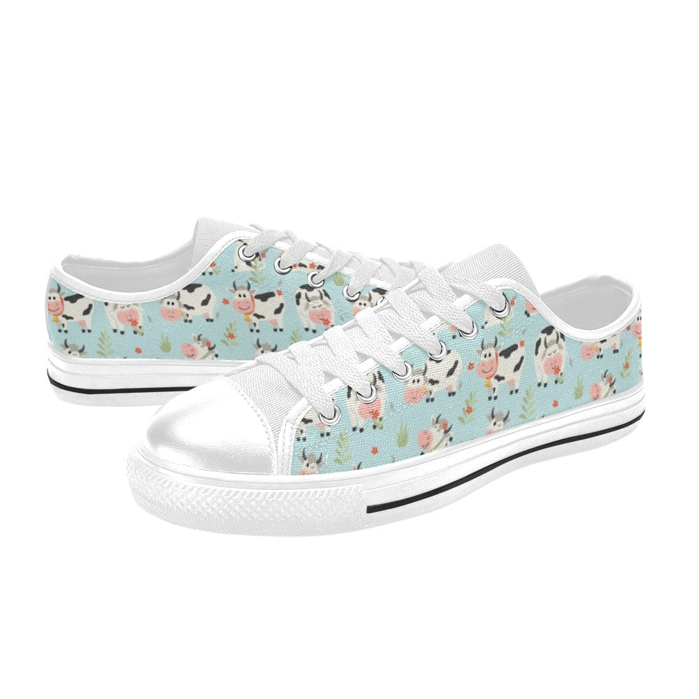 Cattle Print Design LKS403 Women's White Low Top Shoes