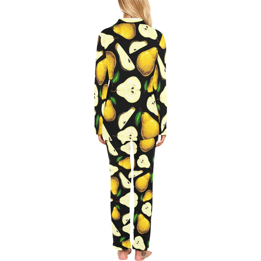 Pear Pattern Print Design PE01 Women's Long Pajama Set
