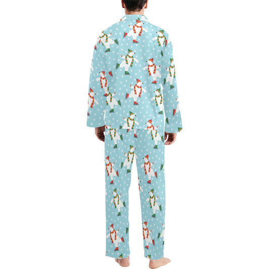 Polar Bear Pattern Print Design PB07 Men's Long Pajama Set