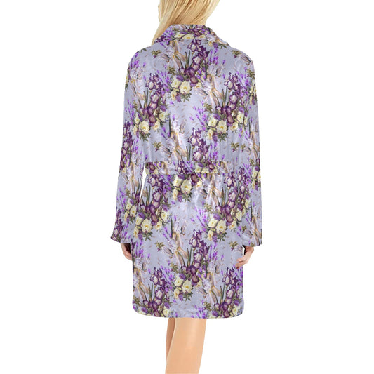 Iris Pattern Print Design IR07 Women's Fleece Robe