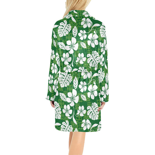 Hawaiian Themed Pattern Print Design H016 Women's Fleece Robe