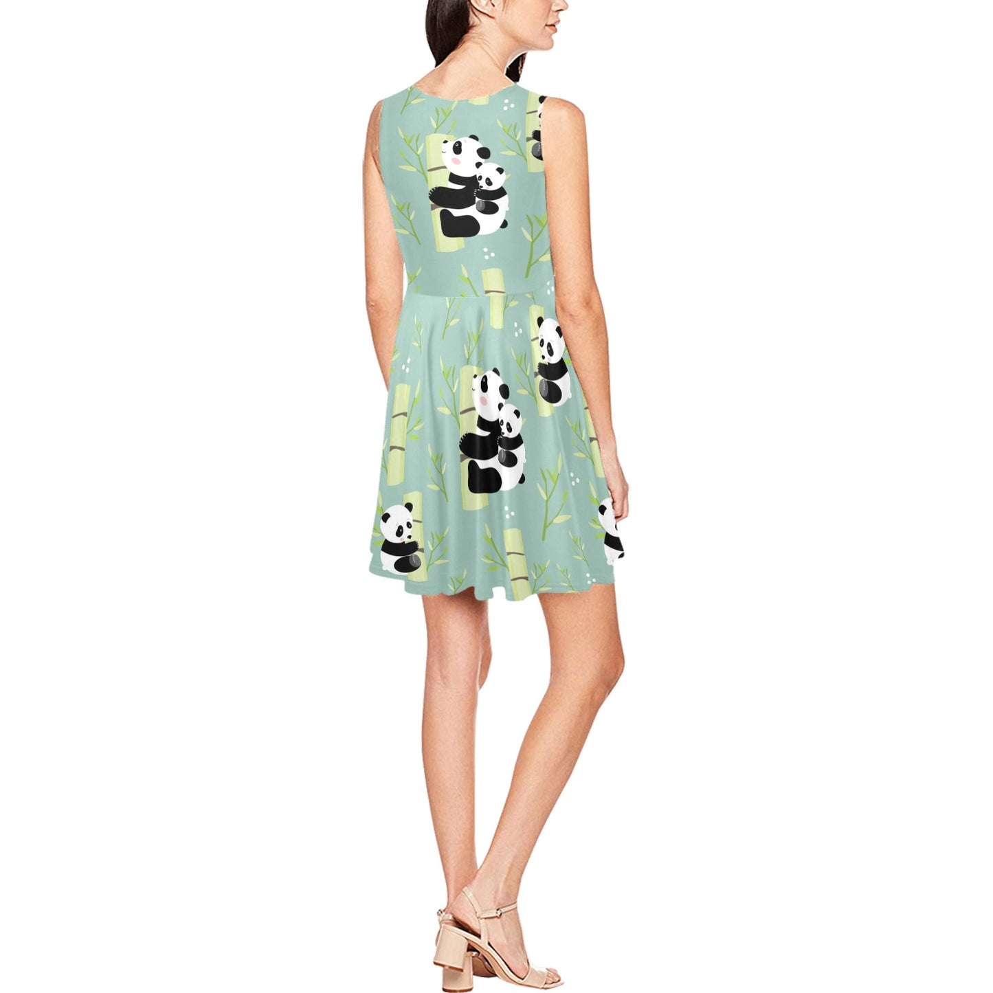 Panda Pattern Print Design A03 Sleeveless Dress