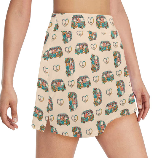 Hippie Van Peace Print Design LKS303 17" Golf & Pickleball Skort with Pockets