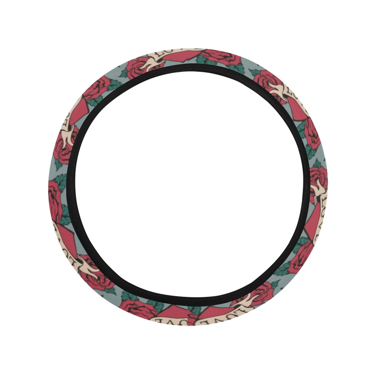 Tattoo Heart Print Design LKS301 Steering Wheel Cover with Elastic Edge