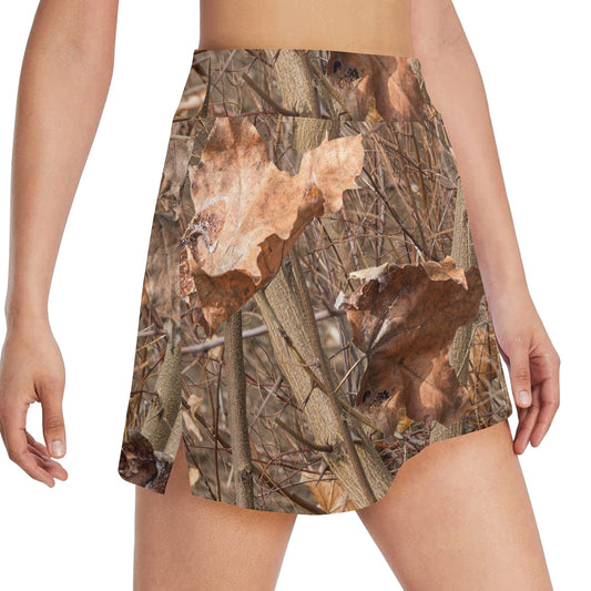 Camo Realistic Tree Forest Autumn Print 17" Golf & Pickleball Skort with Pockets