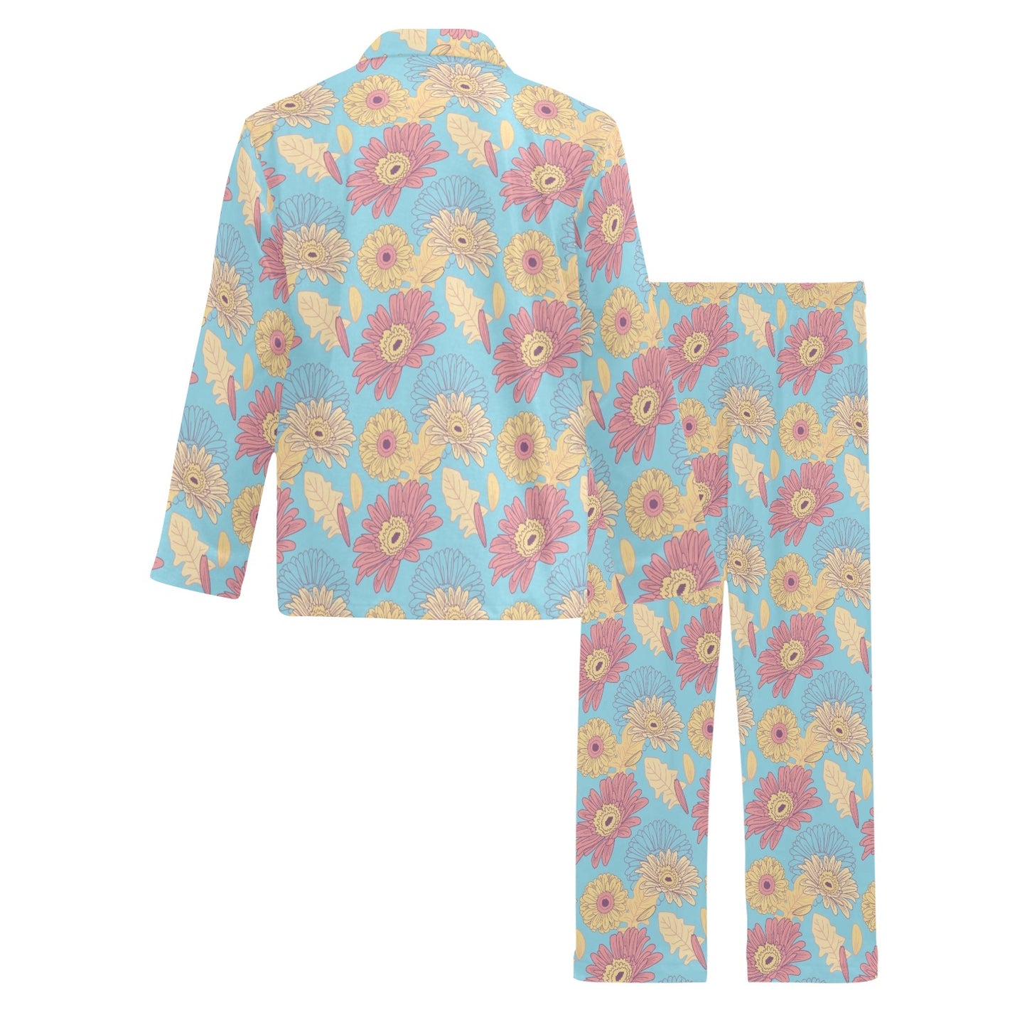 Gerberas Pattern Print Design GB04 Men's Long Pajama Set