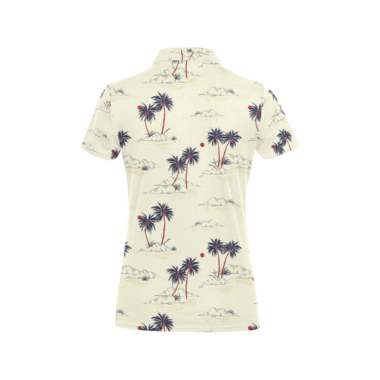 Palm Tree Pattern Print Design PT08 Women's Polo Shirt