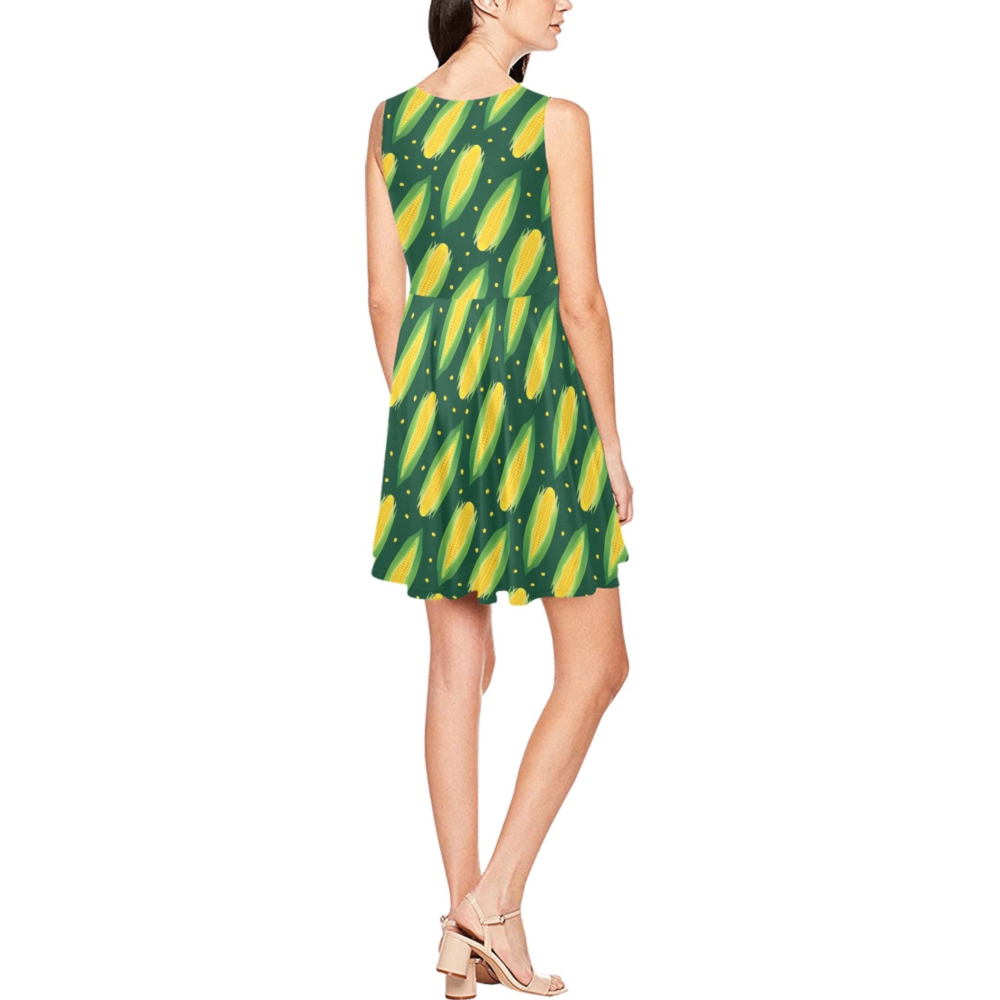 Corn Pattern Print Design 03 Sleeveless Dress
