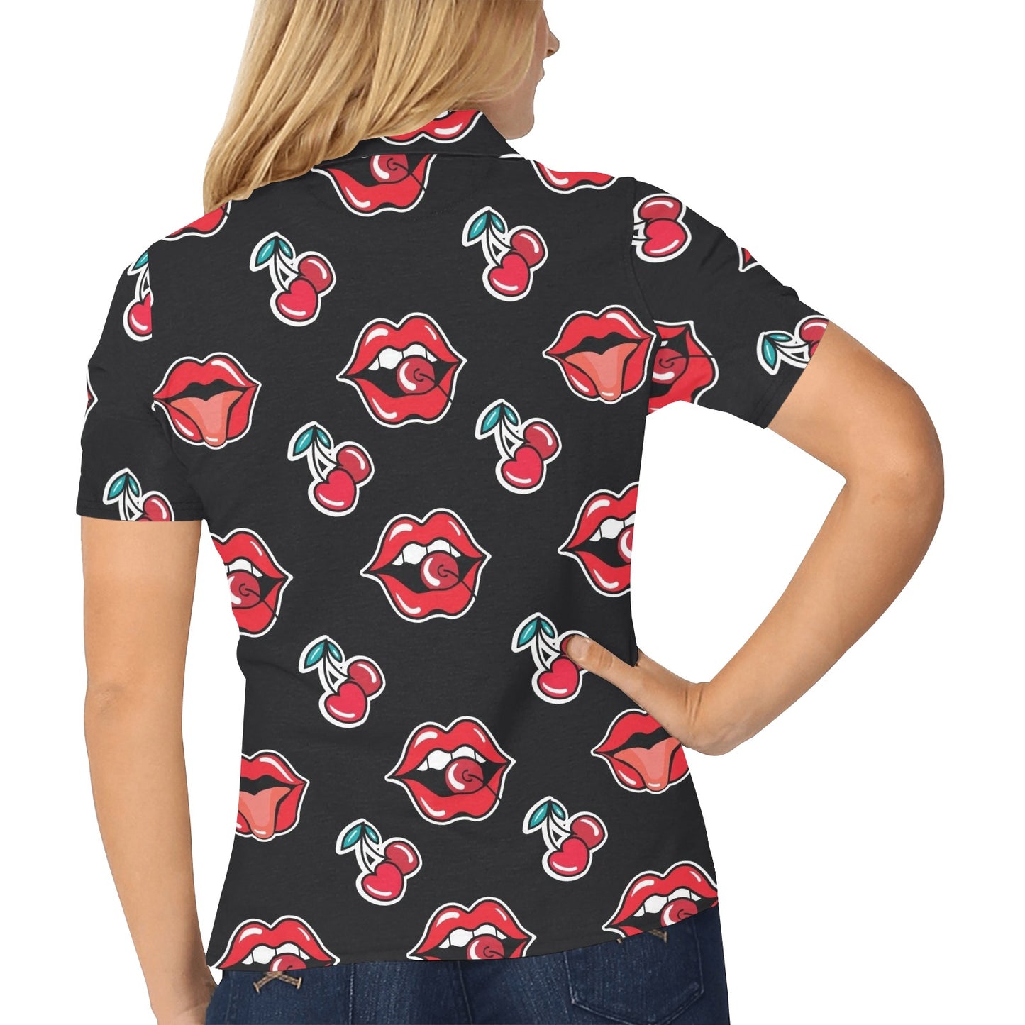 Cherry Pattern Print Design CH04 Women's Polo Shirt