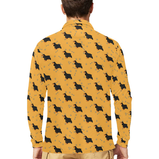 Cocker Pattern Print Design 01 Long Sleeve Polo Shirt For Men's