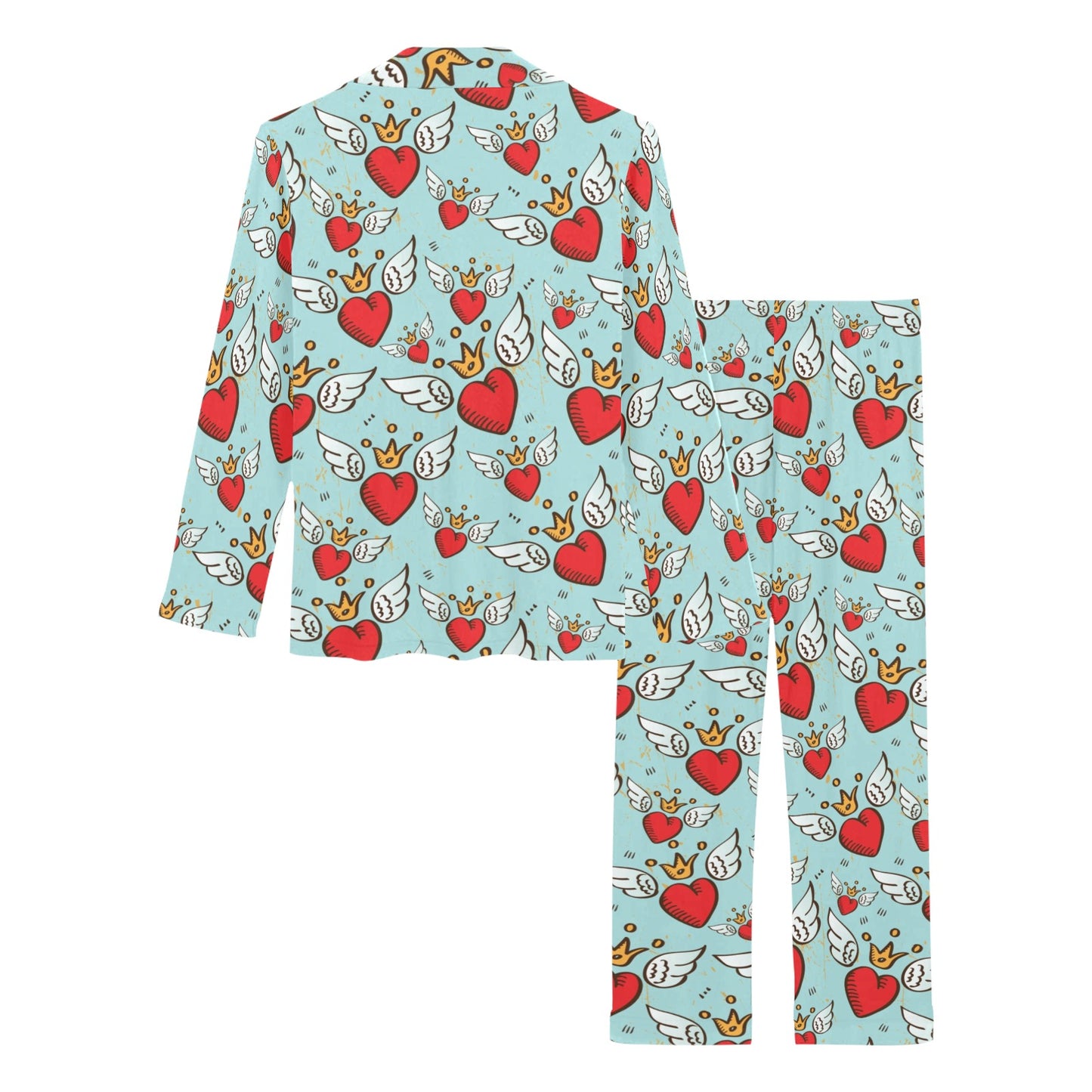 Angel Wings Heart Pattern Print Design 02 Women's Long Pajama Set