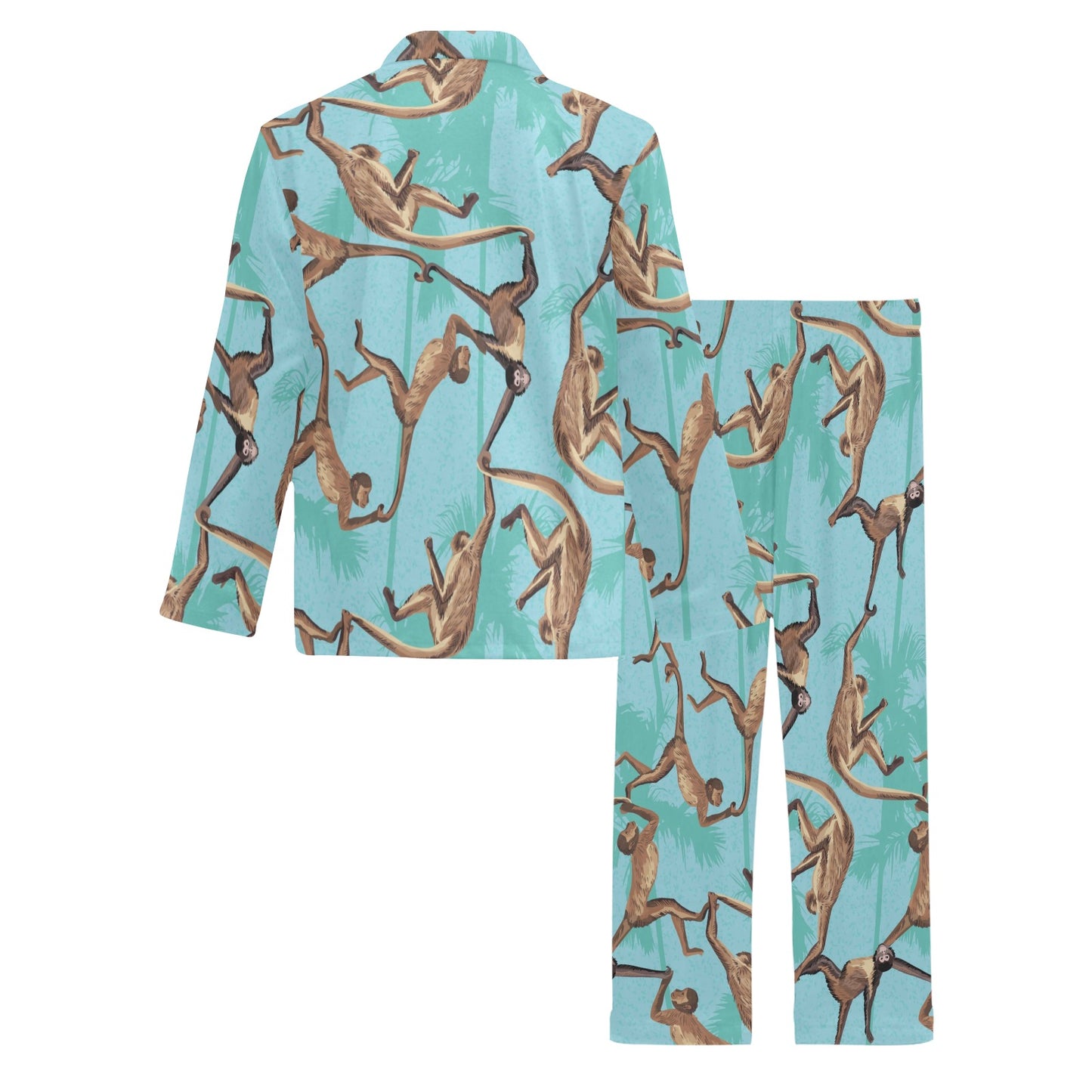 Monkey Pattern Print Design 04 Men's Long Pajama Set