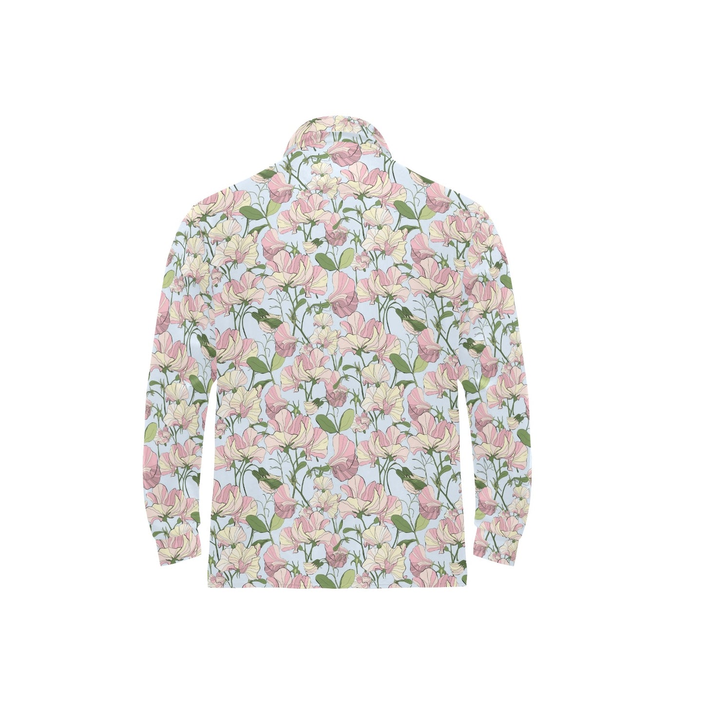 Sweet Pea Print Design LKS304 Long Sleeve Polo Shirt For Men's