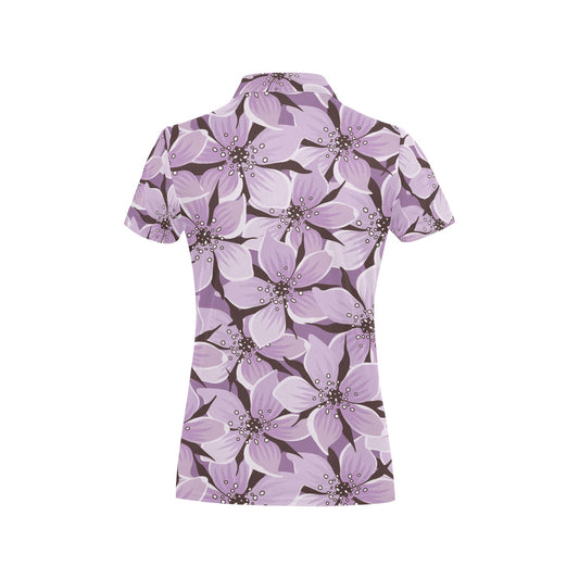 Lilac Pattern Print Design 01 Women's Polo Shirt