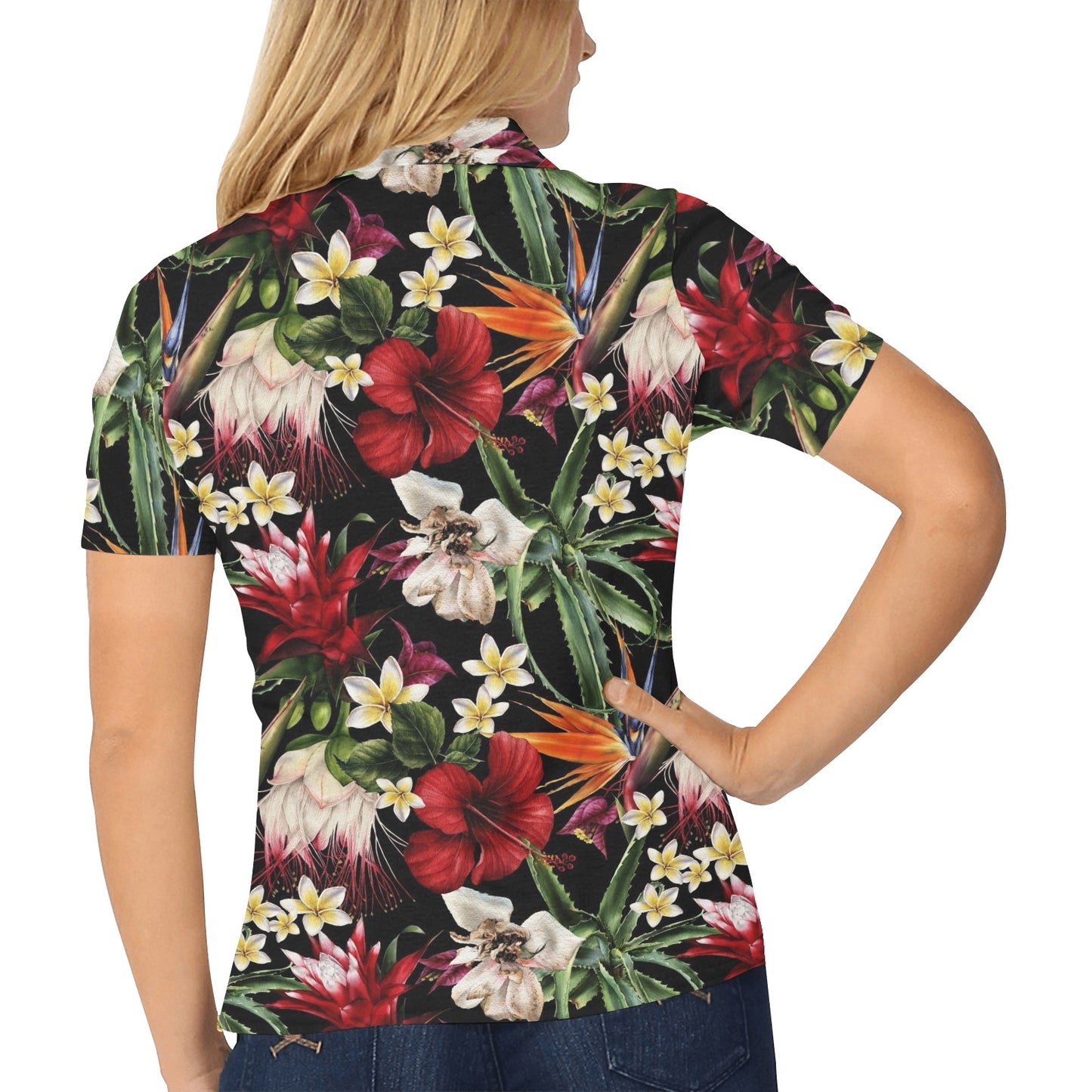 Summer Floral Pattern Print Design SF03 Women's Polo Shirt