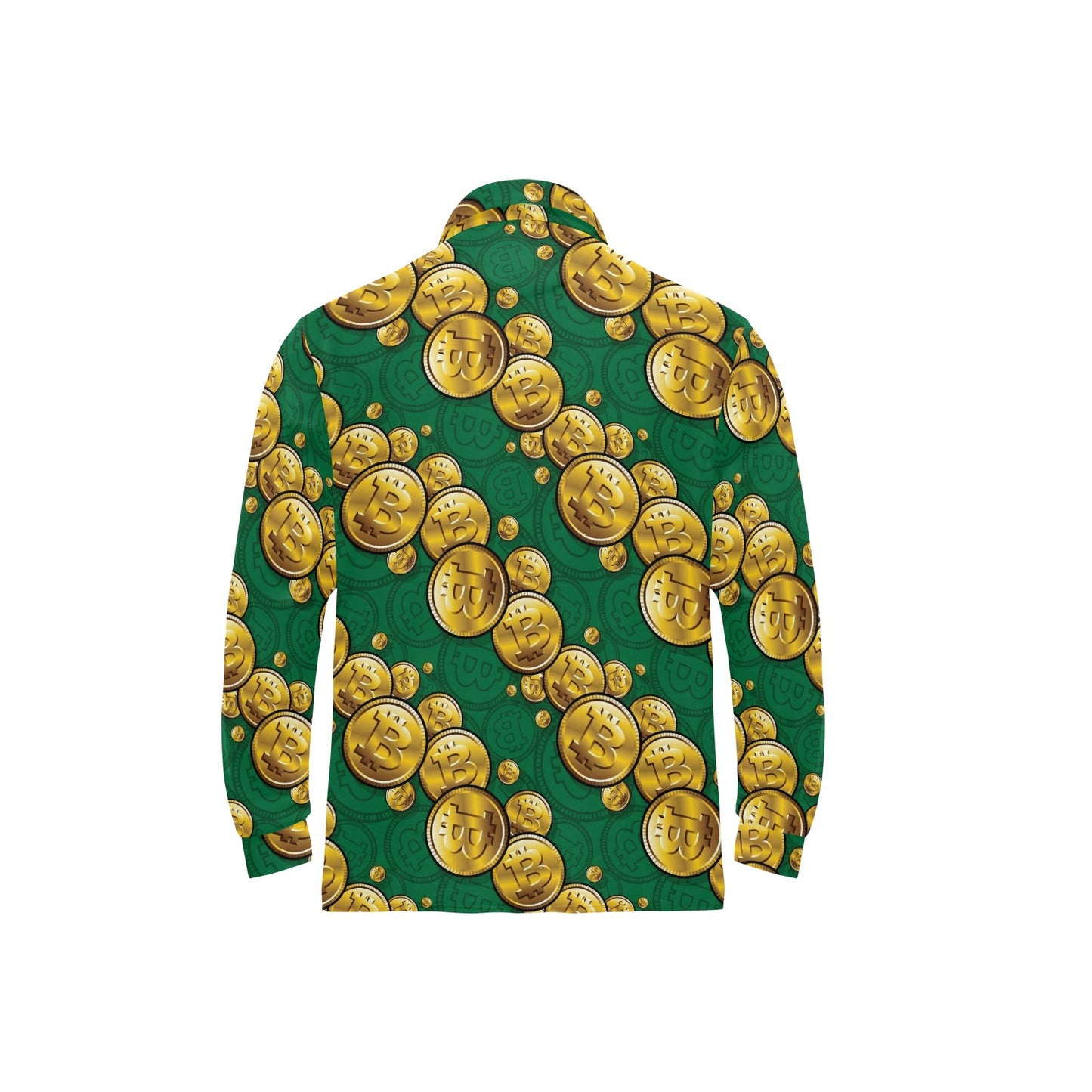 Bitcoin Pattern Print Design DO02 Long Sleeve Polo Shirt For Men's