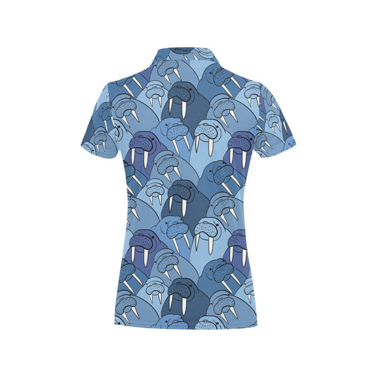 Walrus Pattern Print Design 01 Women's Polo Shirt