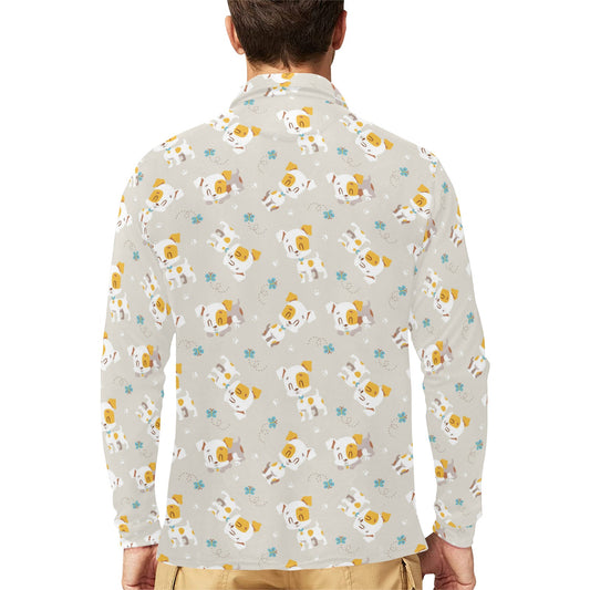Russell Terriers Print Design LKS306 Long Sleeve Polo Shirt For Men's
