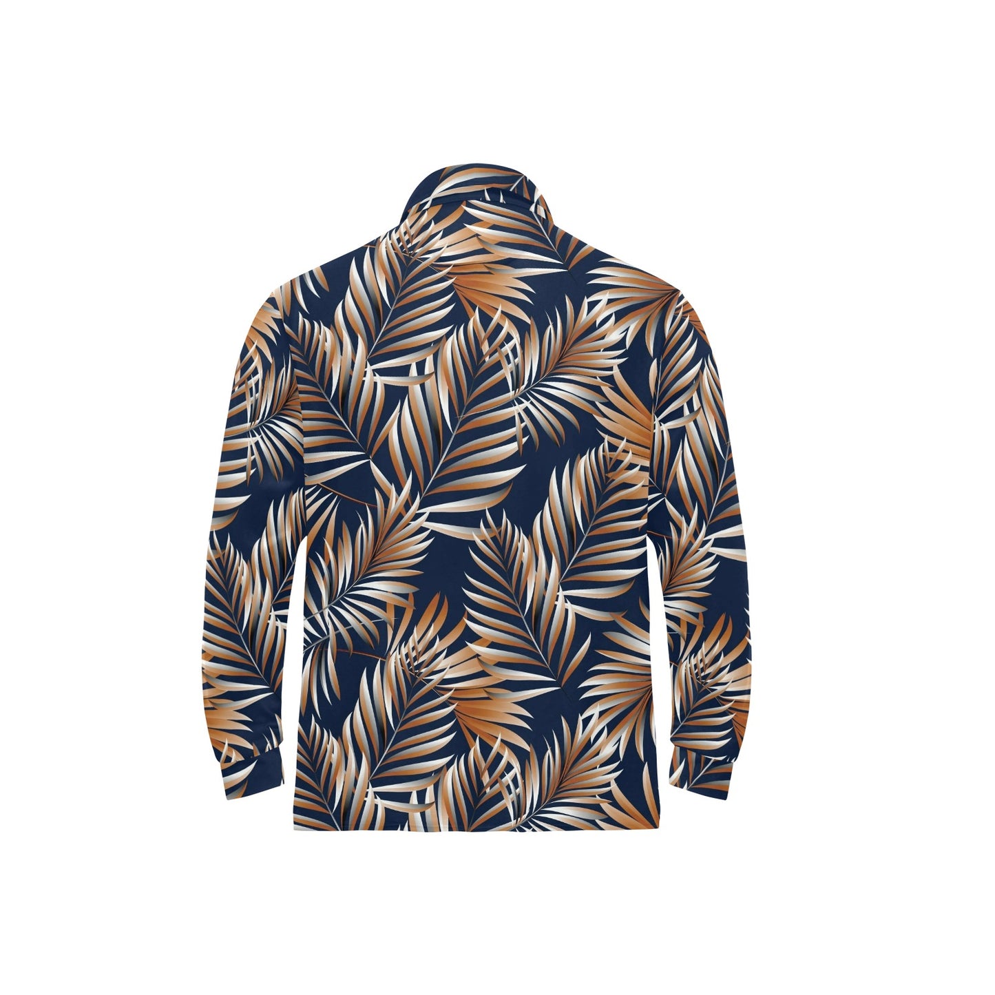 Tropical Flower Pattern Print Design TF07 Long Sleeve Polo Shirt For Men's