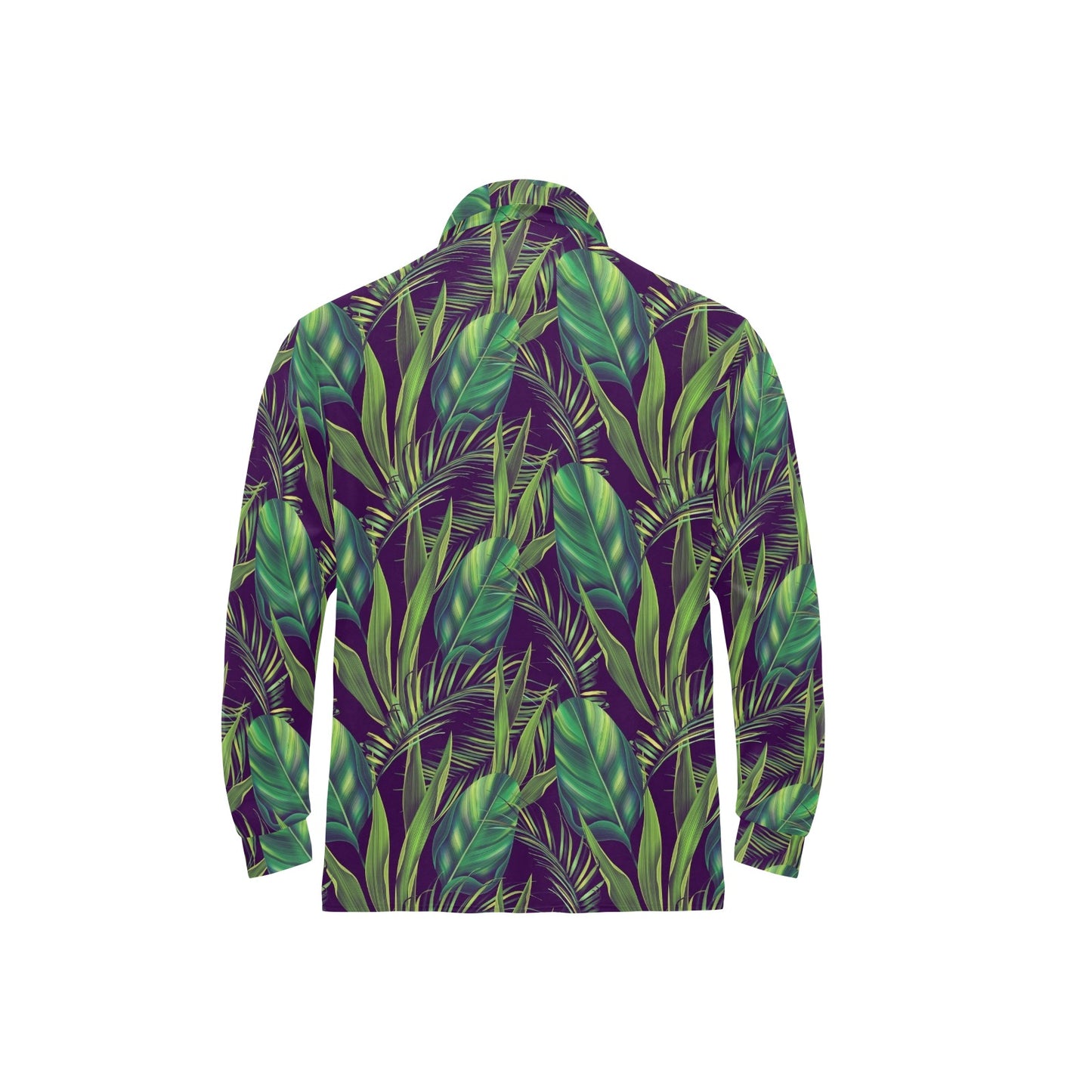 Palm Leaves Pattern Print Design PL03 Long Sleeve Polo Shirt For Men's