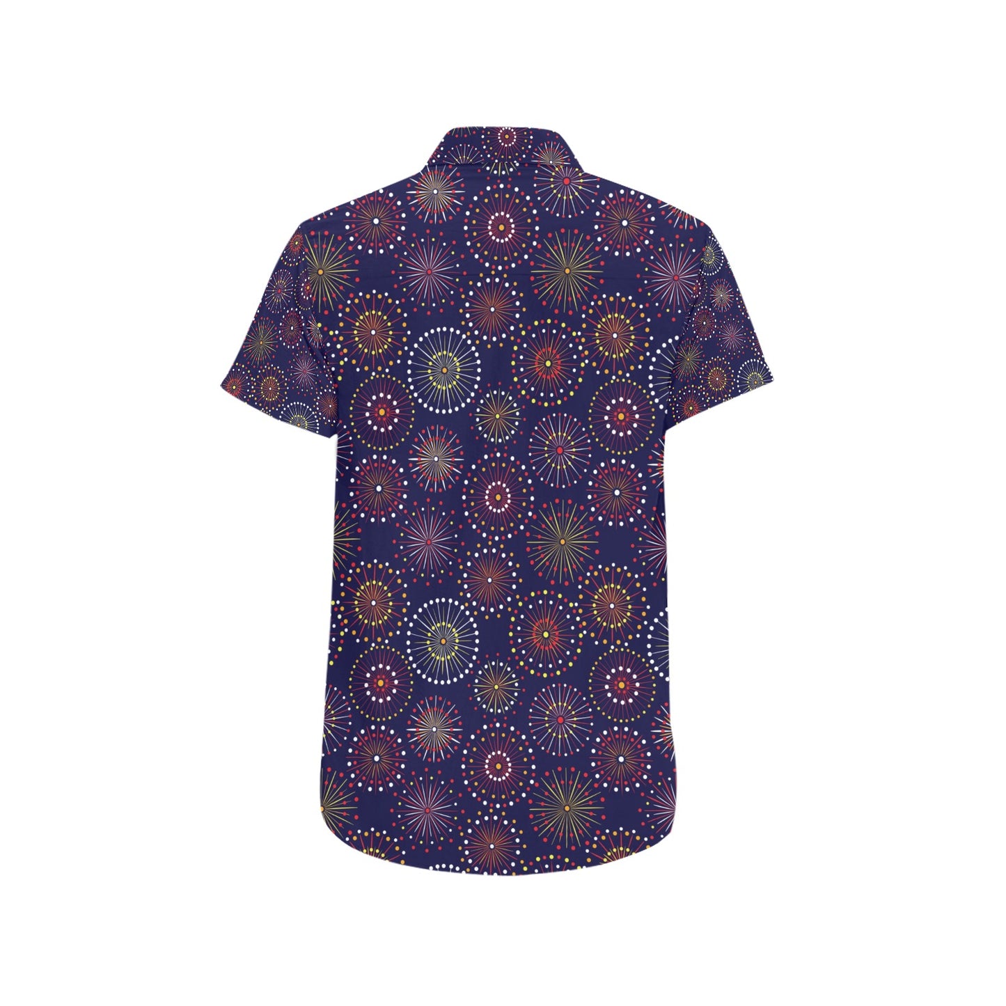 Firework Flower Style Print Design LKS302 Men Short Sleeve Button Up Shirt