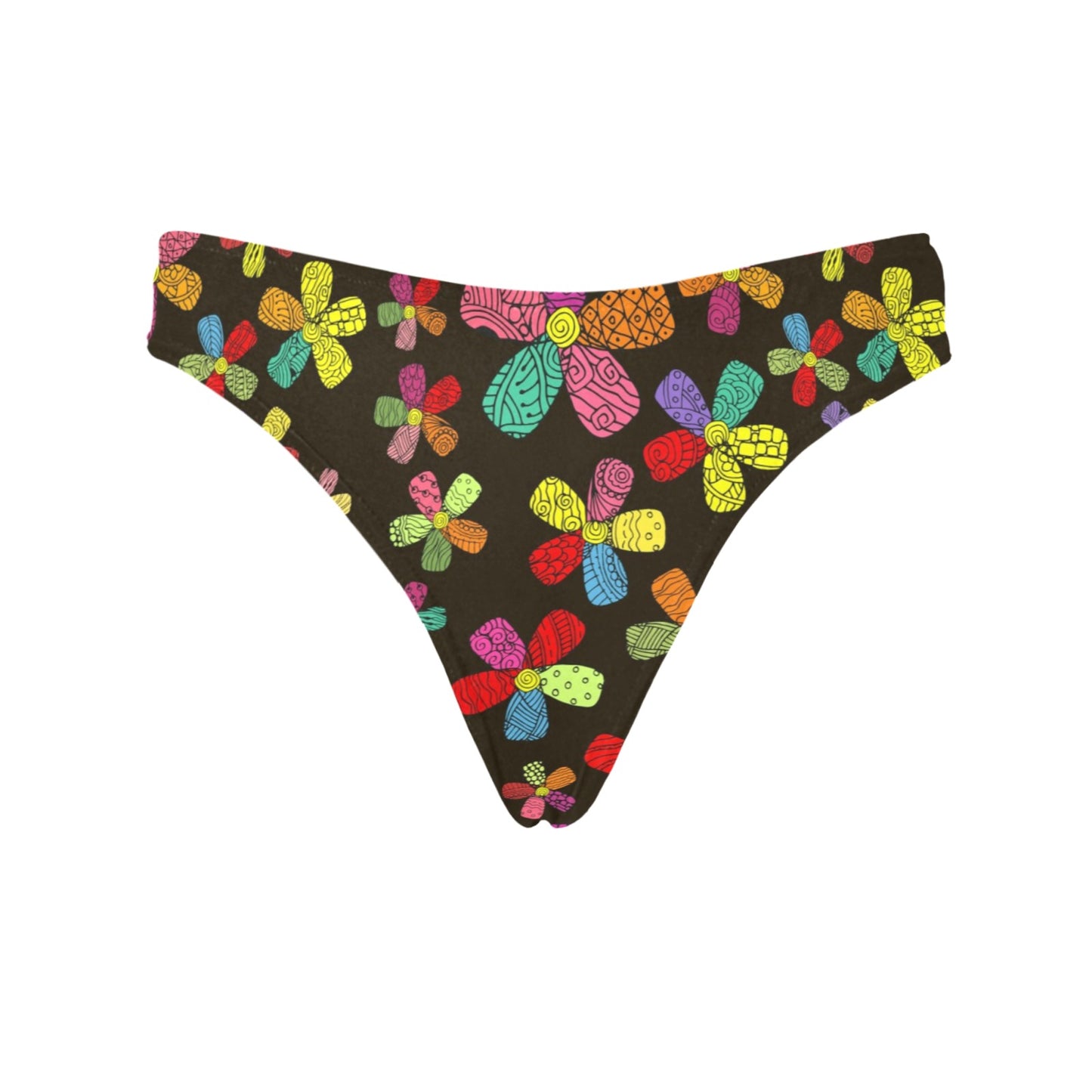 Flower Power Colorful Print Pattern Women's Thongs