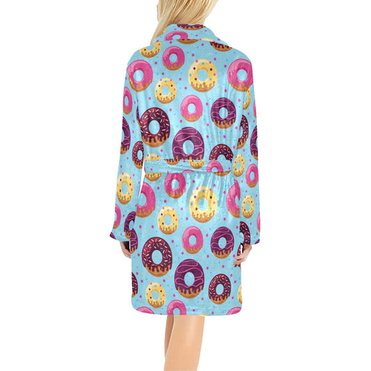 Donut Pattern Print Design DN07 Women's Fleece Robe