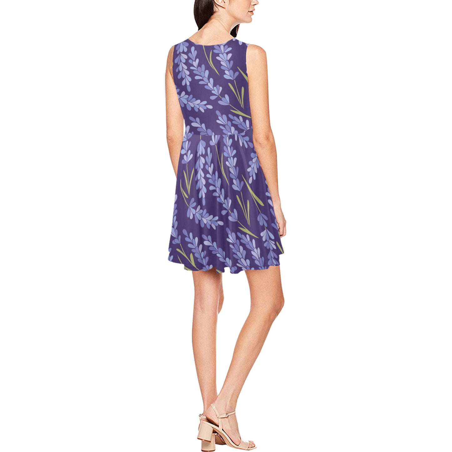 Lavender Pattern Print Design 03 Sleeveless Dress