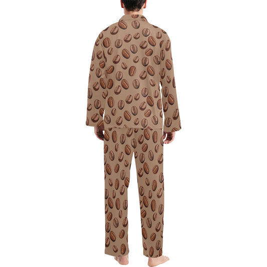 Coffee Pattern Print Design 07 Men's Long Pajama Set