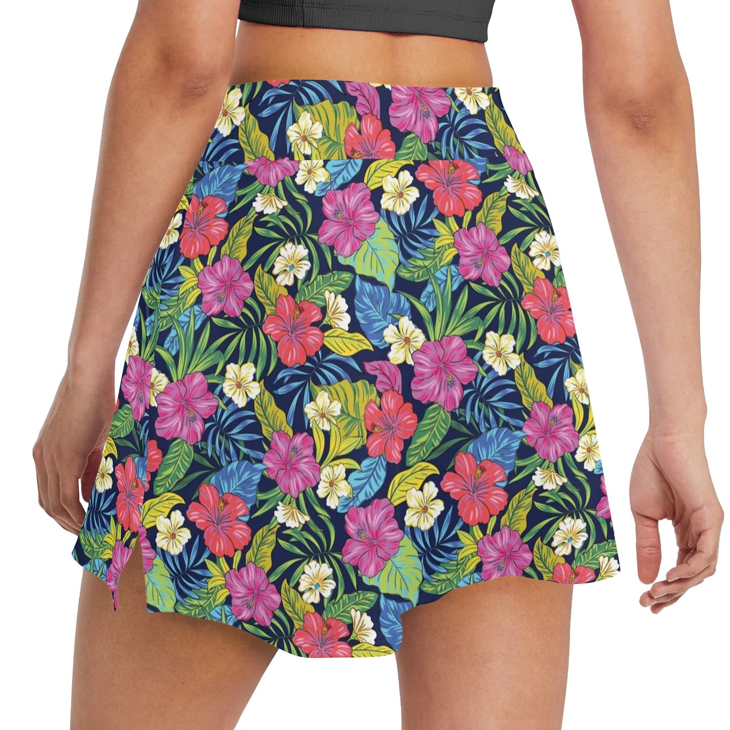 Hibiscus Print Design LKS3010 Women's Golf Skirt with Pocket