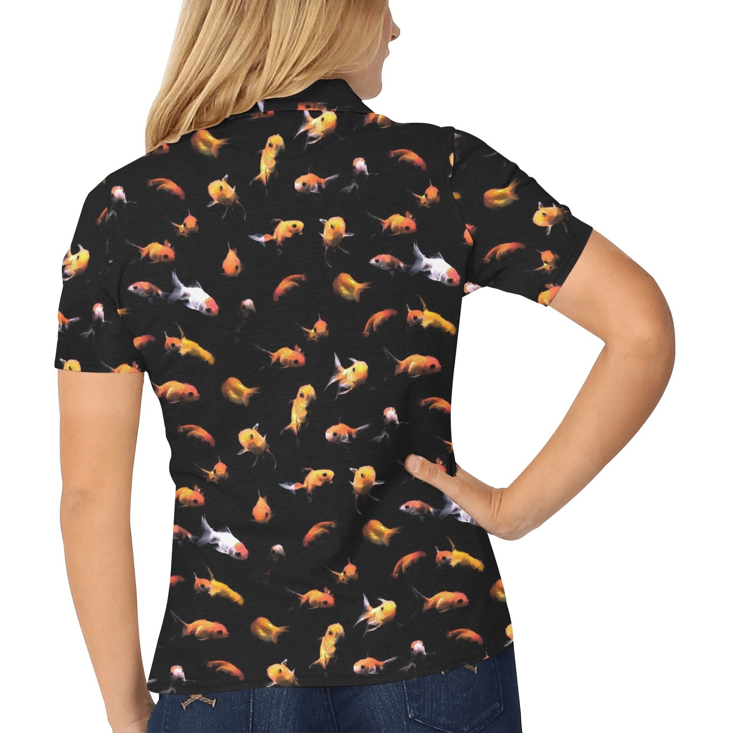 Goldfish Print Design LKS402 Women's Polo Shirt