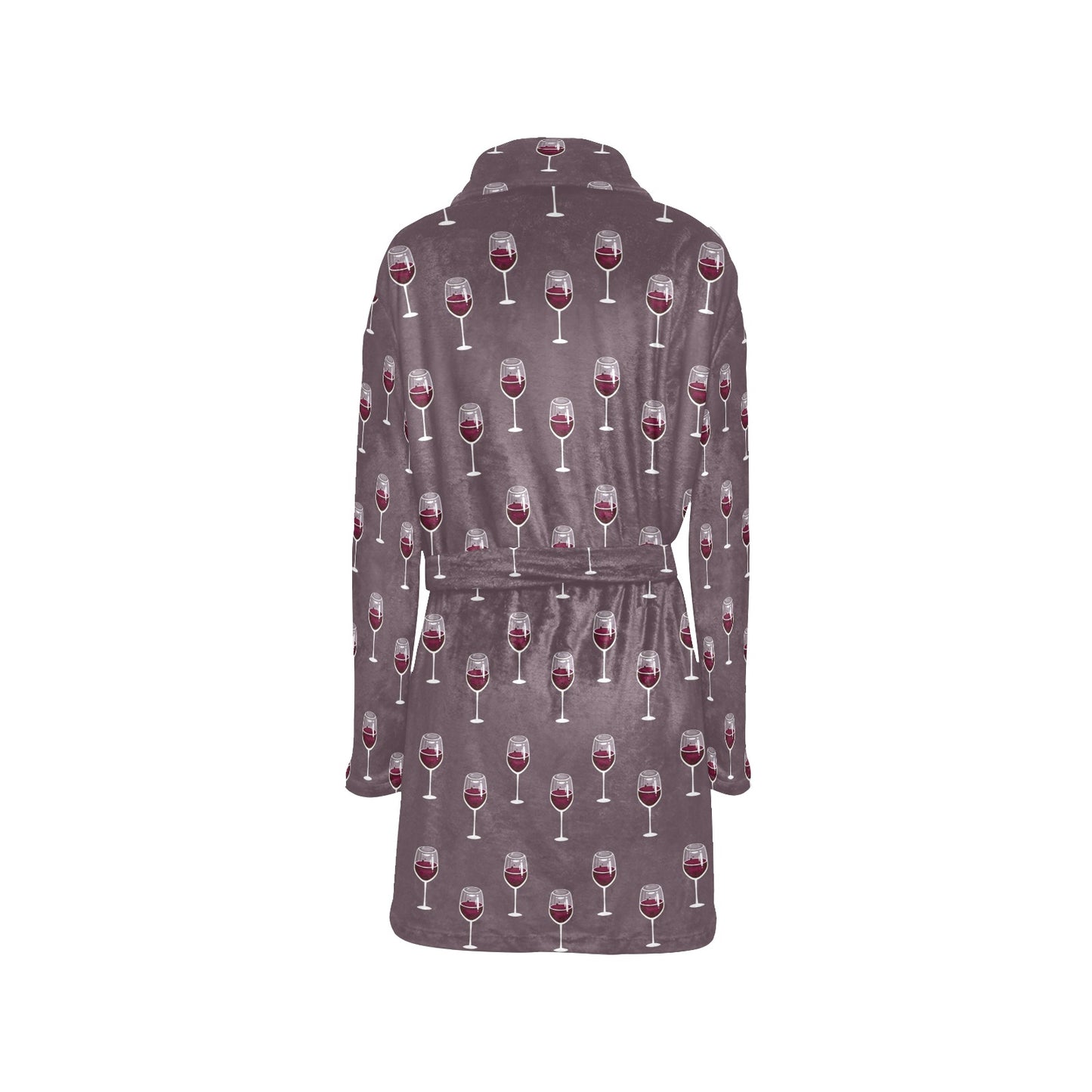 Wine Glass Pattern Print Design LKS305 Women's Fleece Robe