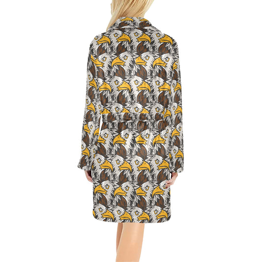 Eagles Head Pattern Women's Fleece Robe