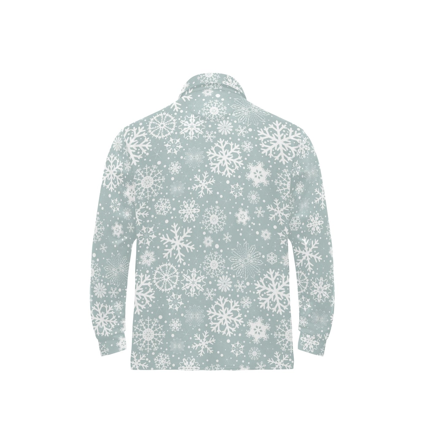 Snowflake Print Design LKS303 Long Sleeve Polo Shirt For Men's