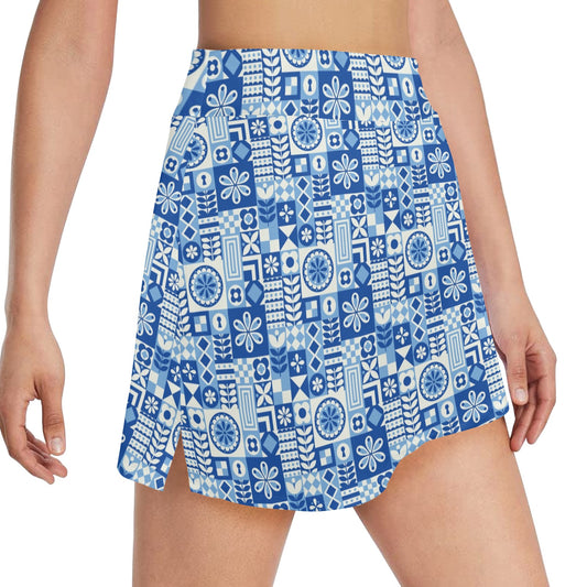 Swedish Print Pattern 17" Golf & Pickleball Skort with Pockets